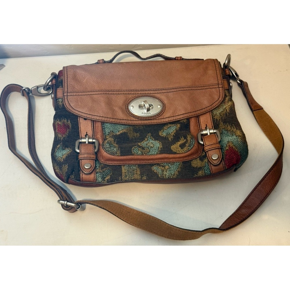 FOSSIL Maddox Tapestry Flap Shoulder Bag  Crossbody Purse